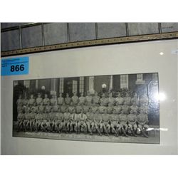 Framed black and white military platoon photo
