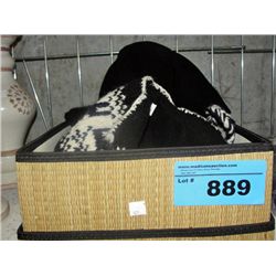 Box of knitted wool winter caps