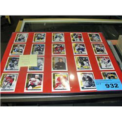Framed signed hockey card set