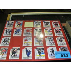 Framed signed hockey card set