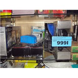 Shelf lot of assorted electronics and electronic