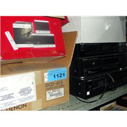 Shelf lot of assorted home electronics