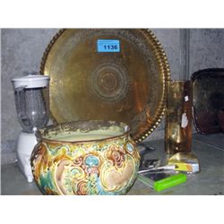 Shelf lot of collectables and decorative household