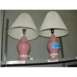 2 pink table lamps