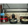 Image 1 : Shelf lot of misc; popcorn maker, framed prints