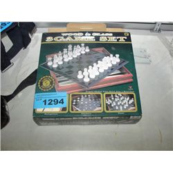 Wood and glass 3 game set