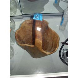 Hand crafted wood burl handled bowl