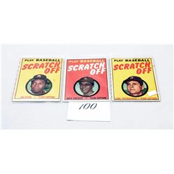 Rare lot of 3 1970 baseball scratch off cards