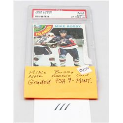 Mike Bossi NHL rookie card graded PSA9- mint