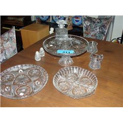 8pcs of assorted pinwheel crystal; cake plate,