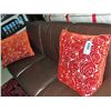 Image 1 : Pair of orange and off white throw cushions