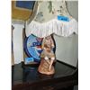 Image 1 : Figural pottery lamp - girl with puppy