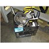 Image 1 : Black milk crate filled with assorted tools,  work