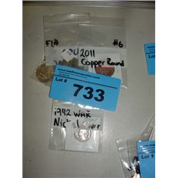 3 small plastic bags of assorted collectors coins