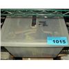 Image 1 : Clear plastic storage bin of assorted games and