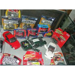 Showcase filled with assorted collectors cars