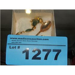 Small box of jade jewelry and a collectors spoon