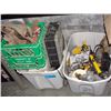 Image 1 : 2 plastic rubbermaid storage bins filled with