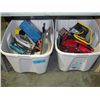 Image 1 : 2 grey rubbermaid storage bins of tools hardware