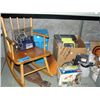 Image 1 : Shelf lot of misc; childs rocker, paint sprayer,
