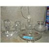 Image 1 : Shelf lot of assorted crystal and vintage glass