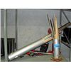 Image 1 : Shelf lot of misc tools, trim, dowels, ready rod