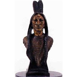 "INDIAN BUST" BRONZE SCULPTURE - BACHMAN