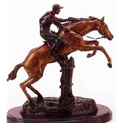 "JUMPING HORSE WITH JOCKEY" BRONZE SCULPTURE - BOFILL