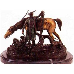 "AFTER THE HUNT IN SCOTLAND" BRONZE SCULPTURE - MENE