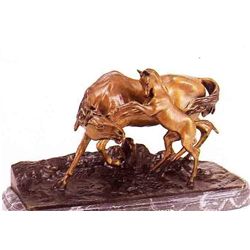 "MARE WITH REARING COLT" BRONZE SCULPTURE - MENE