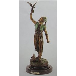 "STANDING FALCONER" BRONZE SCULPTURE - MENE