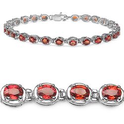Orange Sapphire & Sterling Silver Bracelet.