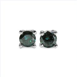 Blue Diamond & Sterling Silver Earrings.