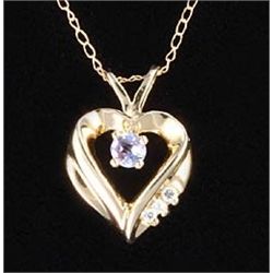 TANZANITE GOLD HEART PENDANT