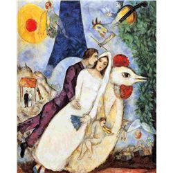 MARC CHAGALL "BRIDE & GROOM OF EIFFEL TOWER"