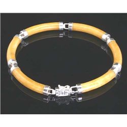 Yellow Jade & .925 Sterling Silver Bracelet