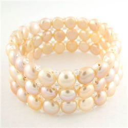 Genuine Peach-Pink Pearl Bracelet
