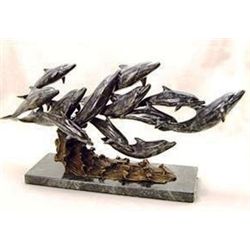 DOLPHIN SCHOOL BRONZE SCULPTURE