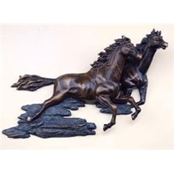 RUNNING HORSE BRONZE WALL SCULPTURE