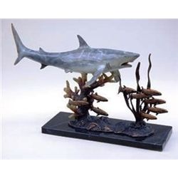 FEEDING SHARK BRONZE SCULPTURE