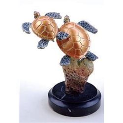 SEA TURTLE PAIR BRONZE SCULPTURE