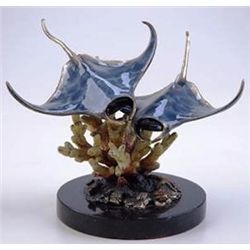 MANTA RAY PAIR BRONZE SCULPTURE