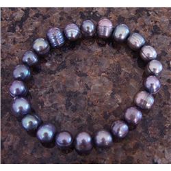 Genuine 8mm Grey Peacock Pearl Bracelet