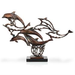 DOLPHIN SCHOOL CAST IRON SCULPTURE