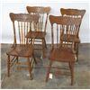 Image 1 : OAK PRESSED BACK DINING CHAIRS (4)