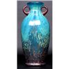 Image 1 : Turquoise and Copper Metallic Art Glass Vase