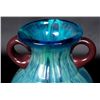 Image 3 : Turquoise and Copper Metallic Art Glass Vase