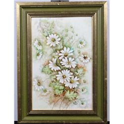 Hand painted porcelain tile by Lorraine Woodard