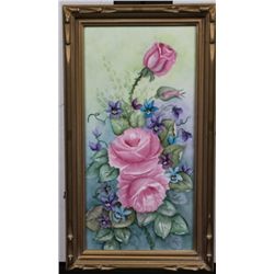 Hand painted porcelain tile by Lorraine Woodard