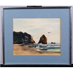 Seascape watercolor by T. Cheng